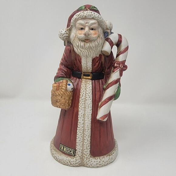 Porcelain Antique Vintage Musical Santa Clause Music Box Father Christmas Decor - Picture 1 of 16
